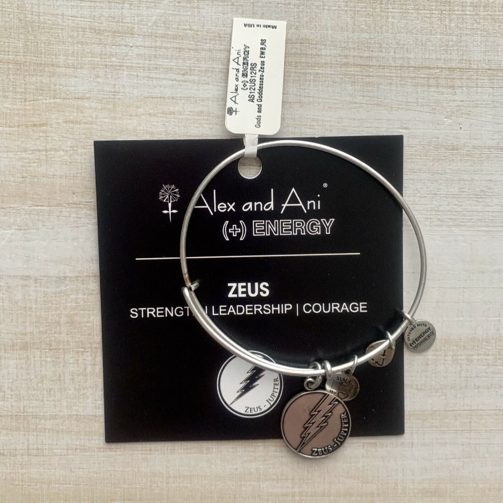 Alex & Ani Zeus Jupiter Gods & Goddesses Lightning Bolt Olympic Silver Bangle